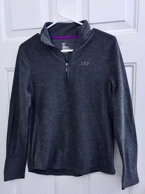 GAP Charcoal Gray Fleece Zip Pullover with Magenta Trim